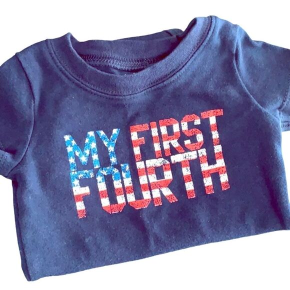 Carter’s Baby Navy Blue My First Fourth Graphic Short Sleeve Onesie 6M - Picture 1 of 10